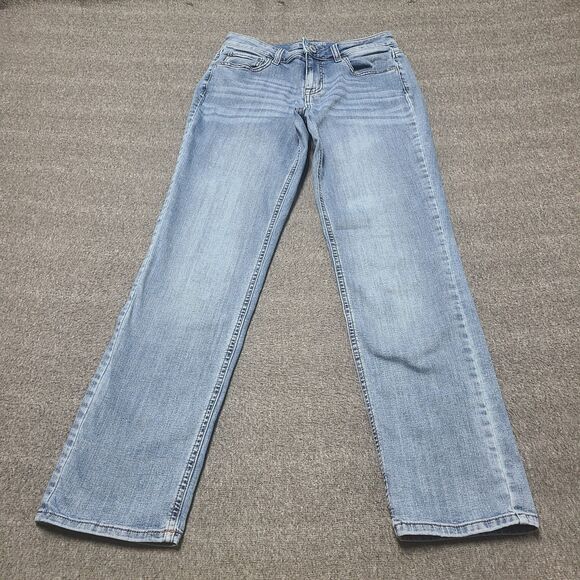 Maurices Women’s‎ Jeans 6 Light Blue Mid Rise Slim Straight Denim Pants Stretch - Picture 1 of 9